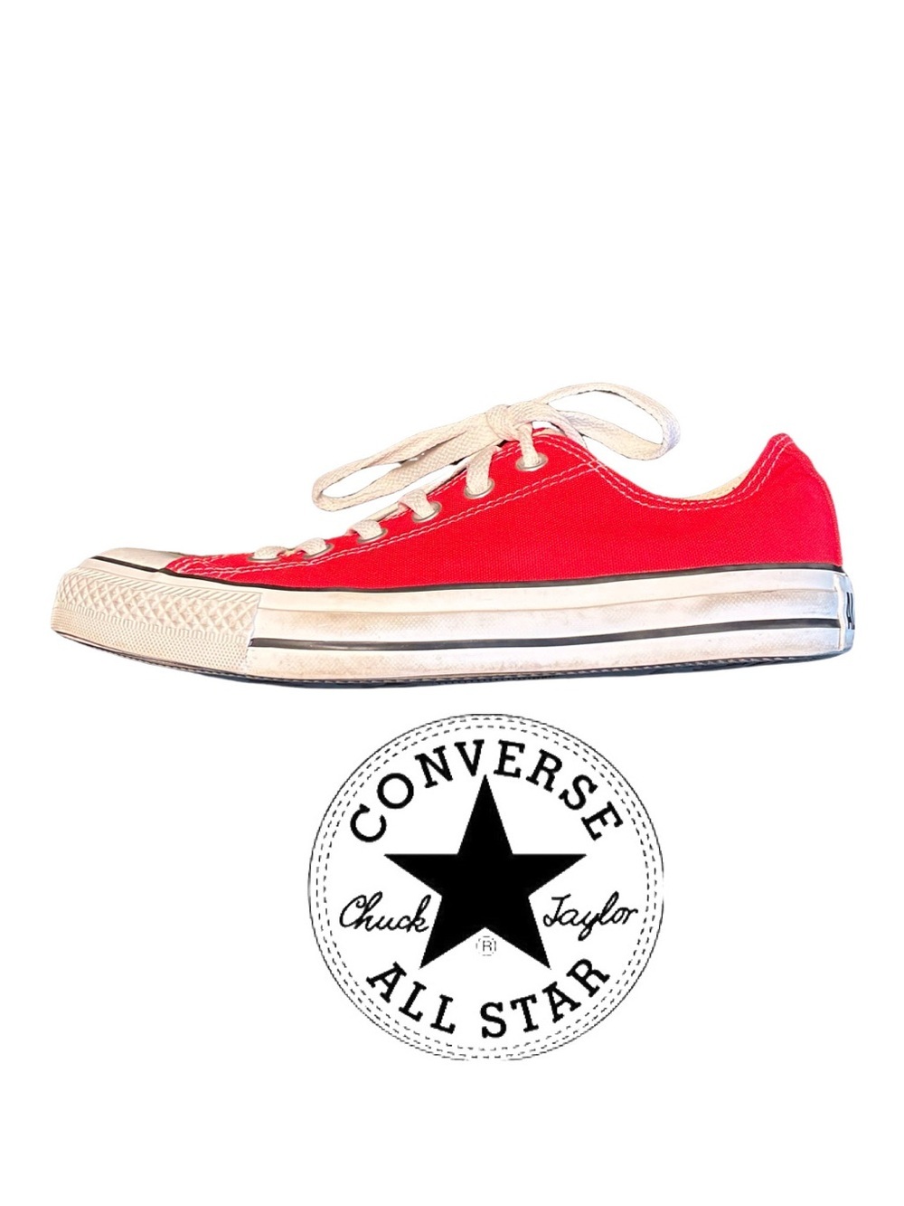 Converse All Red Low-Top Canvas Sneakers with White Laces